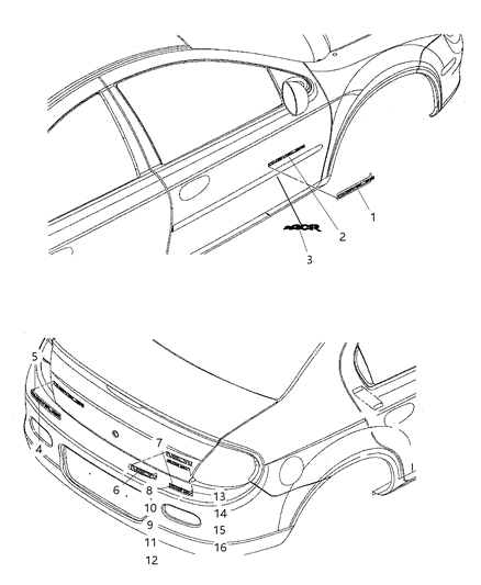 Nameplate Deck Lid Diagram for 5303638AA