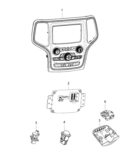 2021 Jeep Wrangler Center Stack Vehicle Feature Controls Diagram for 68254009AG