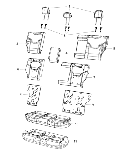 2001 Chrysler PT Cruiser Cover Rear Seat Cushion 2ND Row Diagram for 6UU75LR5AB