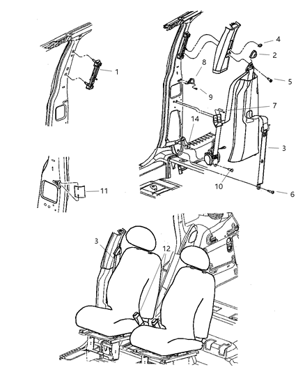 Seat Belt Front Inner Diagram for ZF361D5AD