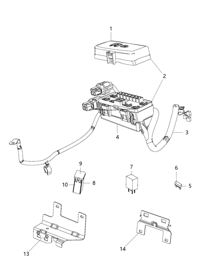 Cover Power Distribution Center Lower Cover Diagram for 68188680AA