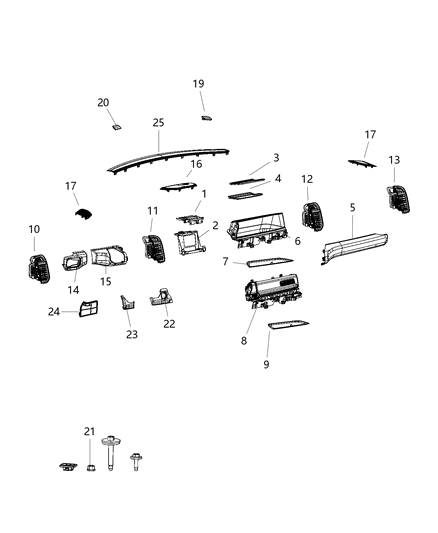 1998 Dodge Stratus Mat Storage Bin Upper Glove Box Diagram for 68462957AA