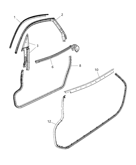 Weatherstrip, Door Belt Outer Diagram for 68096405AE