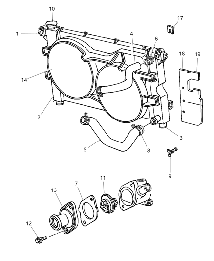 Thermostat Water Pump 195 Degrees Diagram for 4573560AB