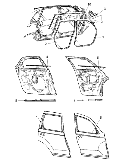 2020 Dodge Durango Weatherstrip Front Door Belt Outer Diagram for 4724780AG