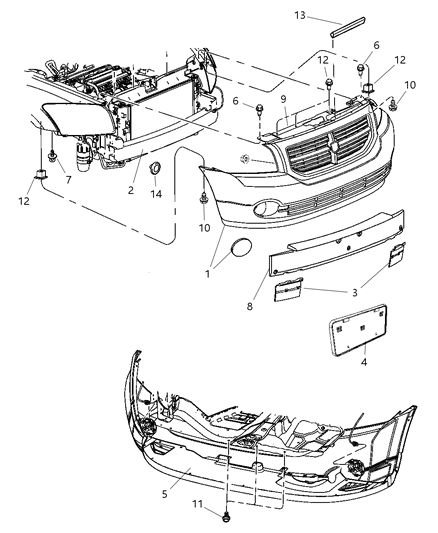 Reinforcement Front Bumper Diagram for 5303761AD