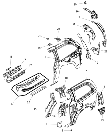 Extension Tail Lamp Opening Diagram for 4894773AC