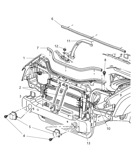 Crossmember Radiator Diagram for 5143322AC