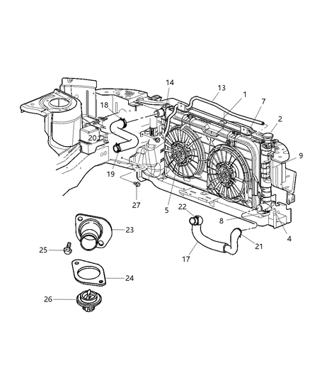 Radiator Engine Cooling Diagram for 4809168AD