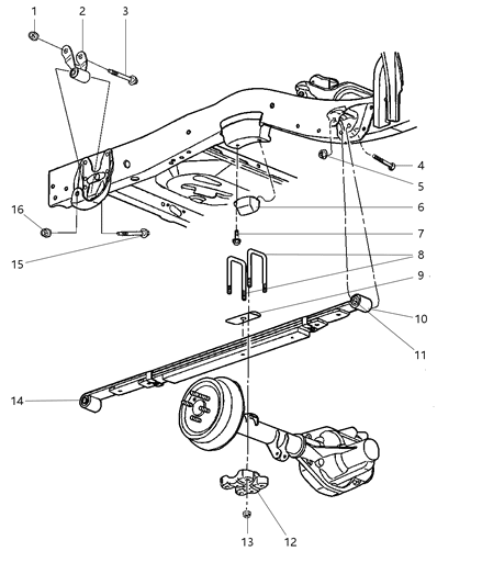 Spring Rear Leaf Diagram for 52106765AD