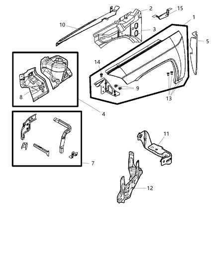 Fender Front Diagram for 5054355AA