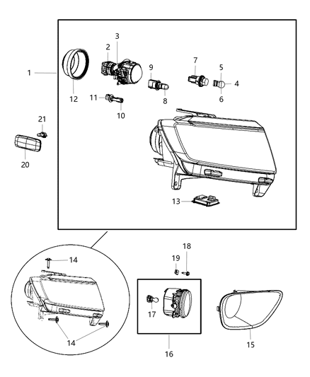 Lamp Daytime Running LED Running Lamp Only Diagram for 68187875AA