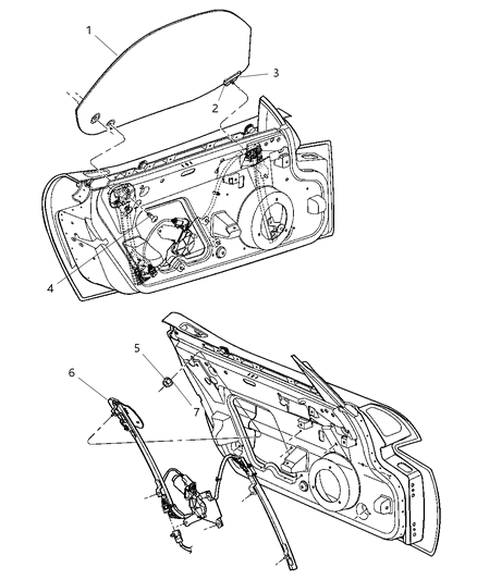 Regulator Front Door Window Diagram for 4865611AD