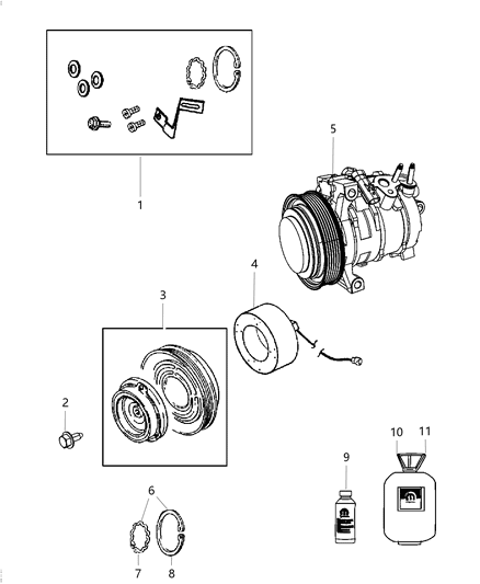 Snap Ring A/C Compressor Rotor Included In Snap Ring Kit Diagram for 5183901AA