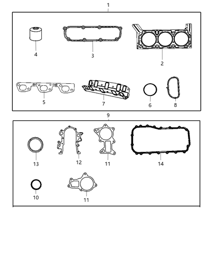 2025 Jeep Grand Wagoneer L Gasket Water Pump See Note Diagram for 4666068AA
