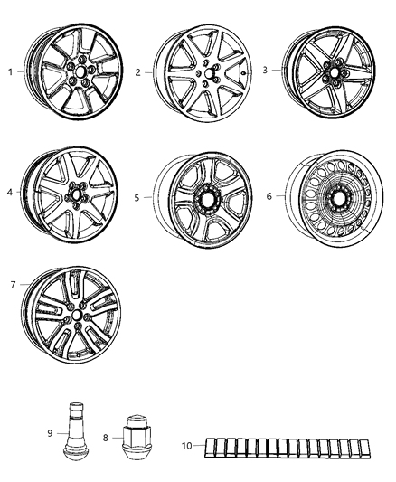 Wheel Steel Diagram for 52125068AA