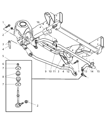 Retainer Stabilizer Bar Grommet Diagram for 52037710AB