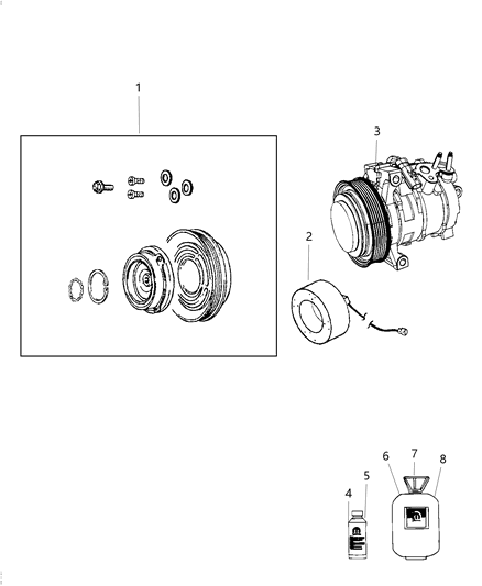2008 Jeep Compass Compressor A/C Complete Diagram for 68289891AB