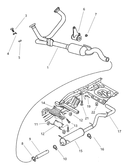 2000 Dodge Dakota Muffler Exhaust Diagram for E0040246AA