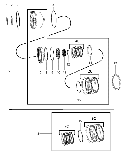 2015 Ram 1500 Plate Package Input Clutch Thrust Diagram for 5013093AB