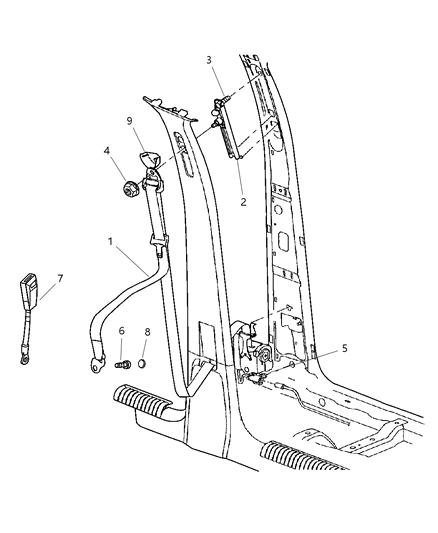 Seat Belt Front Outer Diagram for 5HG341L8AD