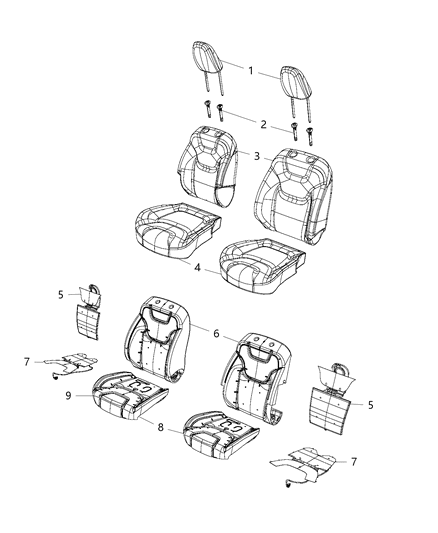 2021 Jeep Cherokee Cover Front Seat Cushion Diagram for 7EH40LA3AA