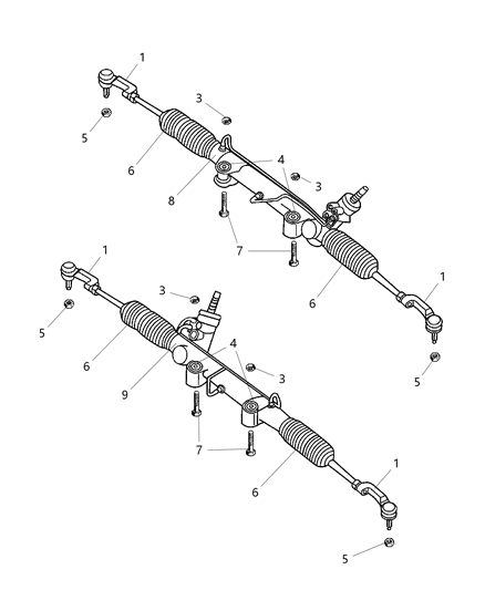 Rack Steering Gear Diagram for 52128517AE