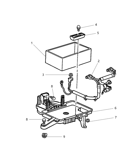 1990 Dodge Colt Bracket Battery Hold Down Diagram for 55136959AA