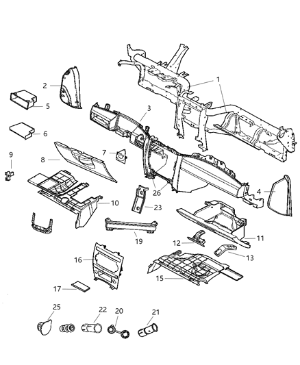 Dampener Glove Box Door Diagram for 55117034AC