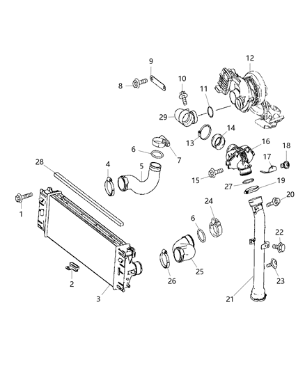 Hose Turbo To Charge Air Cooler Diagram for 68013652AA