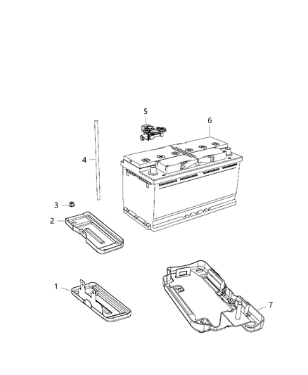 1993 Dodge Ram 50 Bracket Battery Hold Down Diagram for 68336485AA