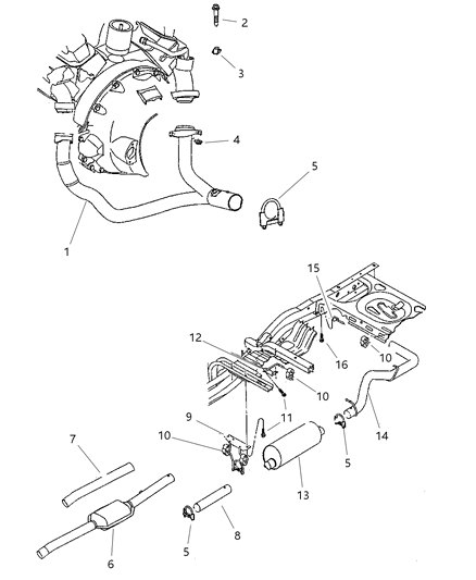 1997 Dodge Dakota Support Muffler Diagram for 52103046