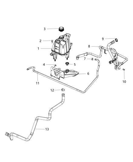 Hose Coolant Recovery Bottle Diagram for 68214933AA