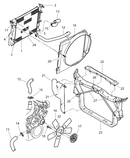 Hose Radiator Diagram for 55255154AB