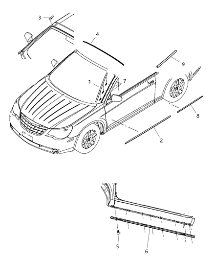 Molding Quarter Outside Belt Diagram for 5303680AD