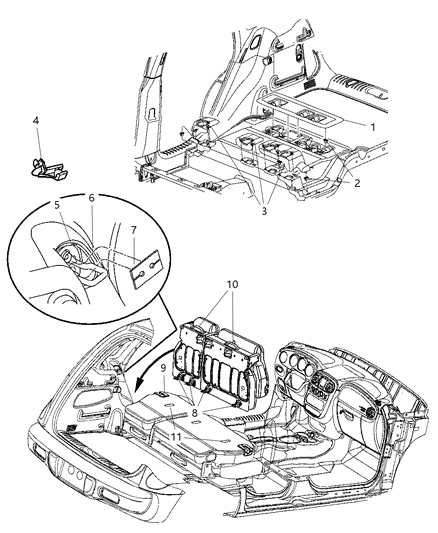 2007 Chrysler PT Cruiser Clip Cable Diagram for 5166960AA