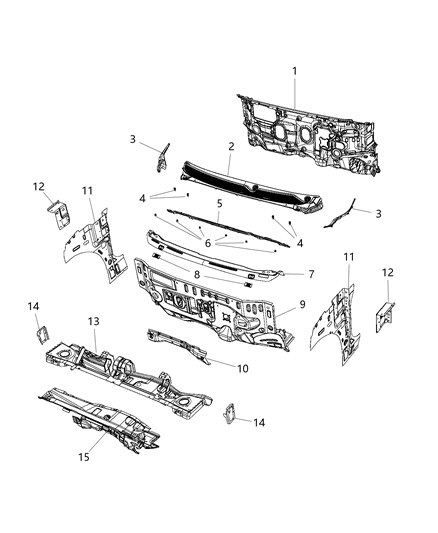 Silencer Dash And Cowl Sides Diagram for 68225646AD