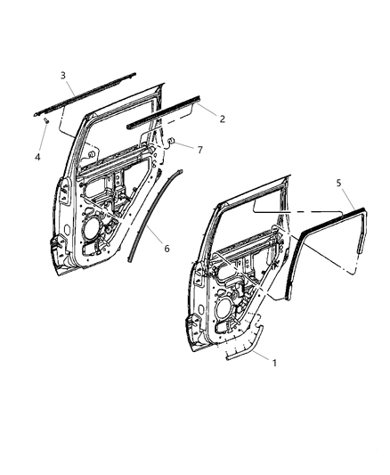Weatherstrip Rear Door Belt Outer Outer Diagram for 55399163AB