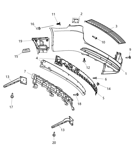 Scuff Pad Rear Fascia Diagram for 68226332AA
