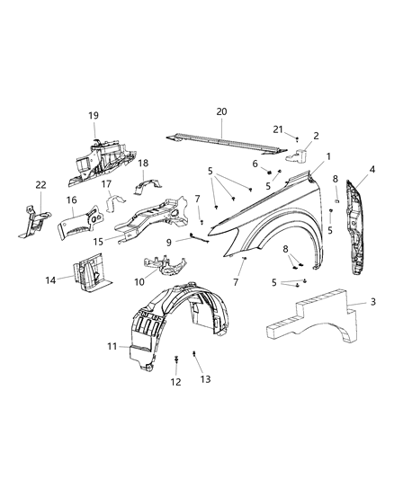 Silencer Fender To Hinge Pillar Diagram for 68110408AC