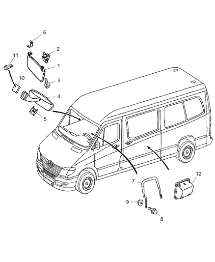 2017 Ram ProMaster 3500 Mirror Inside Rearview Diagram for 5104435AA