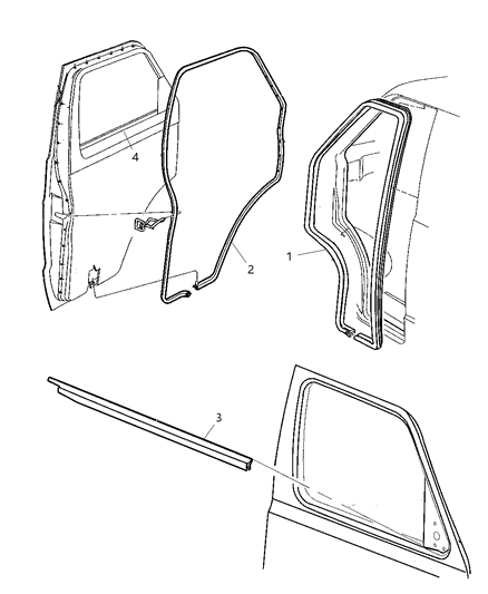 2003 Dodge Ram Van Weatherstrip Front Door Secondary Diagram for 55346790AJ