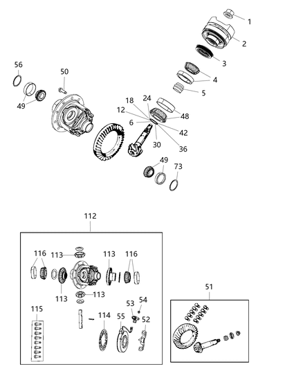 1994 Dodge Shadow Bearing Kit Drive Pinion Diagram for 68401228AA