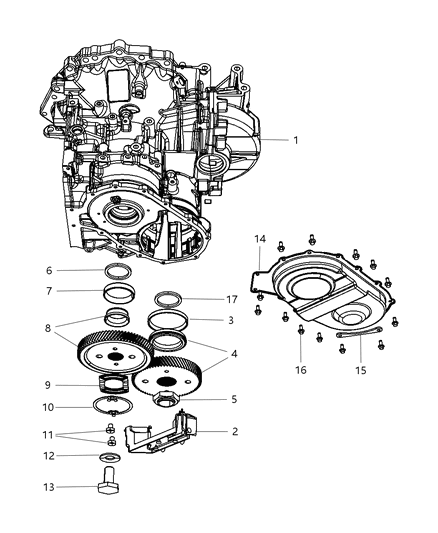1985 Dodge D250 Gear Transfer (70 Teeth), 41 Tooth Spline & Bearing Cone Diagram for 68021260AA