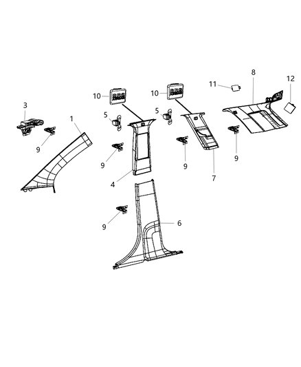 Molding D Pillar Diagram for 1BG15DW1AC