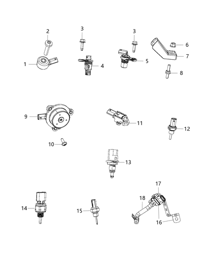 Sensor Crankcase Pressure Assembly with Bracket & Hose Diagram for 68312653AD
