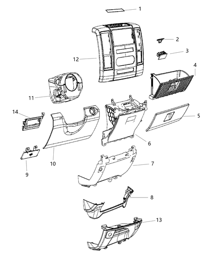 2004 Dodge Sprinter 3500 Bezel Instrument Panel Center Diagram for 1VY931X9AB