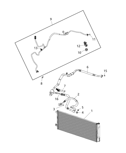 Line A/C Suction Diagram for 68255593AA