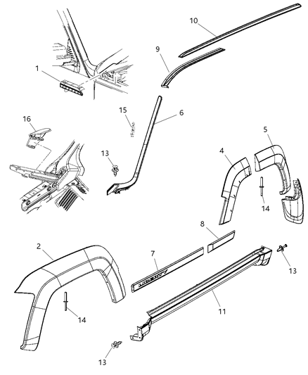 Molding A Pillar Diagram for 57010162AC
