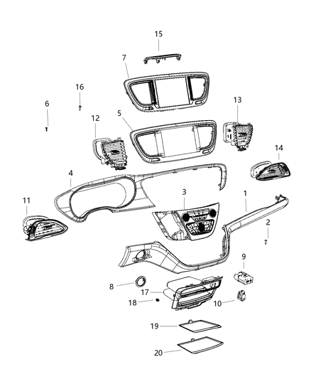 Center Stack Vehicle Feature Controls Diagram for 6UX681X8AA
